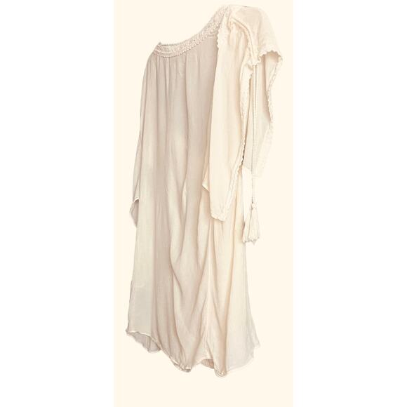 NYDJ LOS ANGELES PULL-ON BLOUSE, WOMENS, XL, LIGHT BEIGE/CREAM, PLUNGING V-NECK - Picture 5 of 9